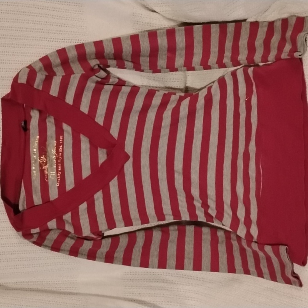 Guess Pink and Gray Striped Top
